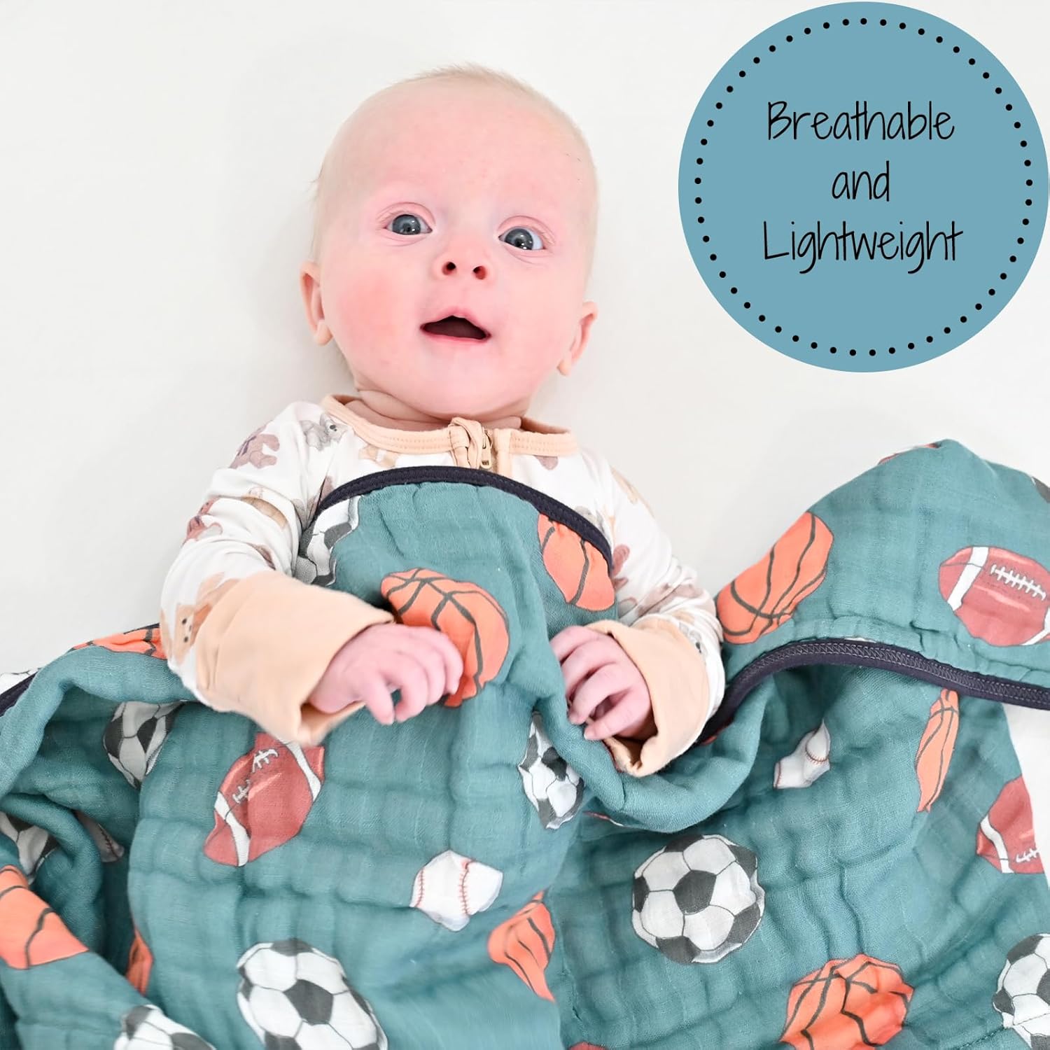 LollyBanks Muslin Baby Blanket 100% Organic Cotton, Muslin Quilt Lightweight, 6 Layers Baby