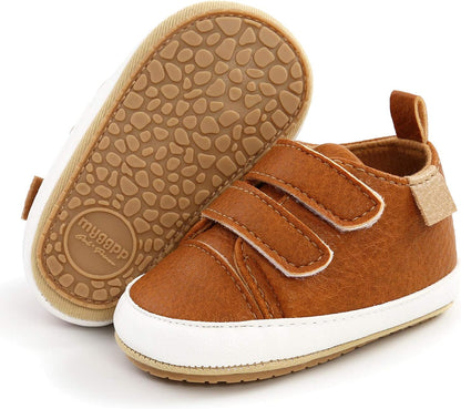 SOFMUO Baby Boys Girls High Top Ankle PU Leather Sneakers Soft Rubber Sole Infant Moccasins Newborn Oxford Loafers Anti-Slip Toddler Wedding Uniform Dress Shoes