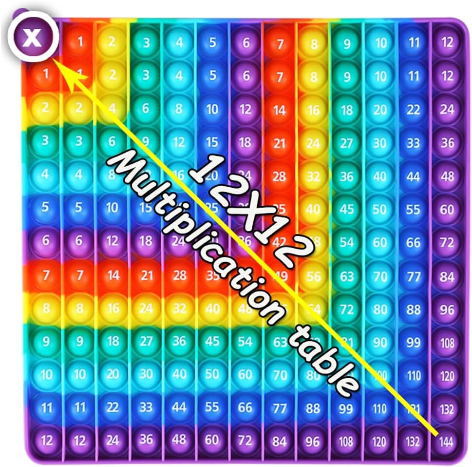 12x12 Multiplication Table Digital P0PP Math Toy, Rainbow Dimple Fingertip Toy, Multiplication