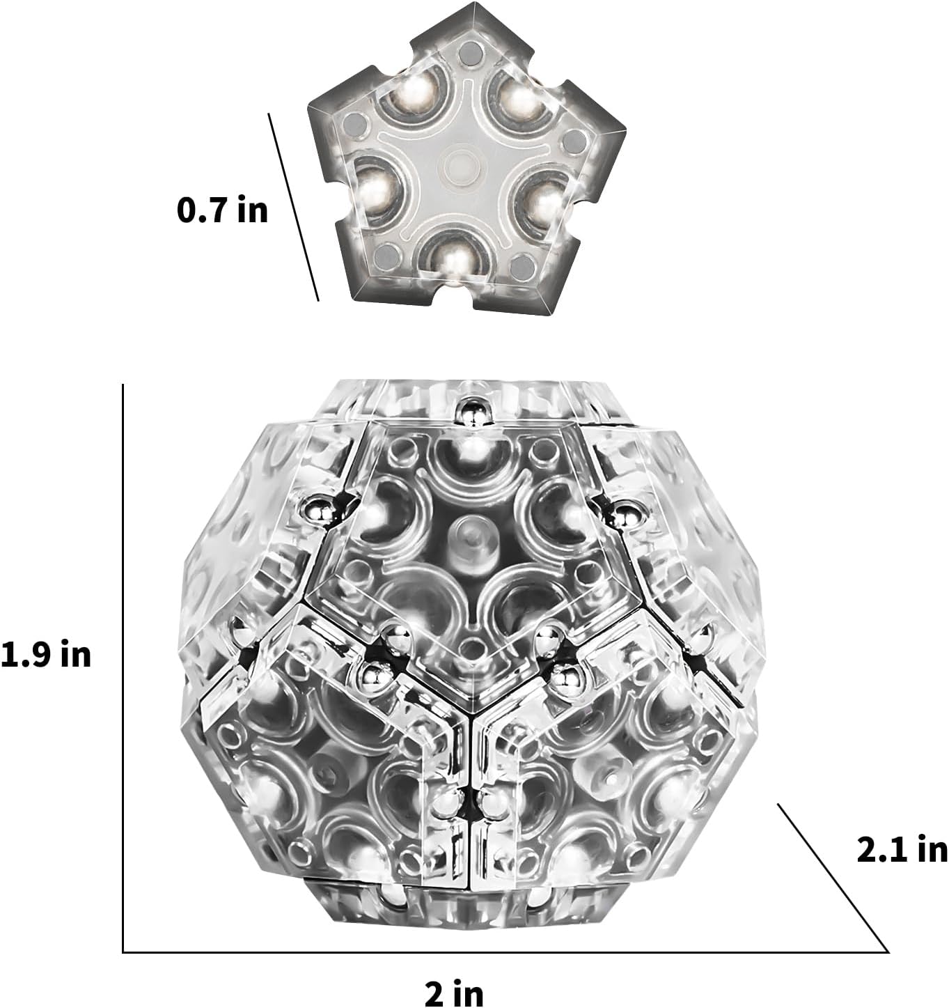 TEMI Fidget Sphere Toys of Fun Executive Desk Toy Puzzles for Adults 14+ Years Old Boys and Girls (gray pentagon-A901-1)