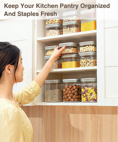 Pop Airtight Food Storage Containers Set with Lids, 6 Pcs Stackable One Button Opening Food