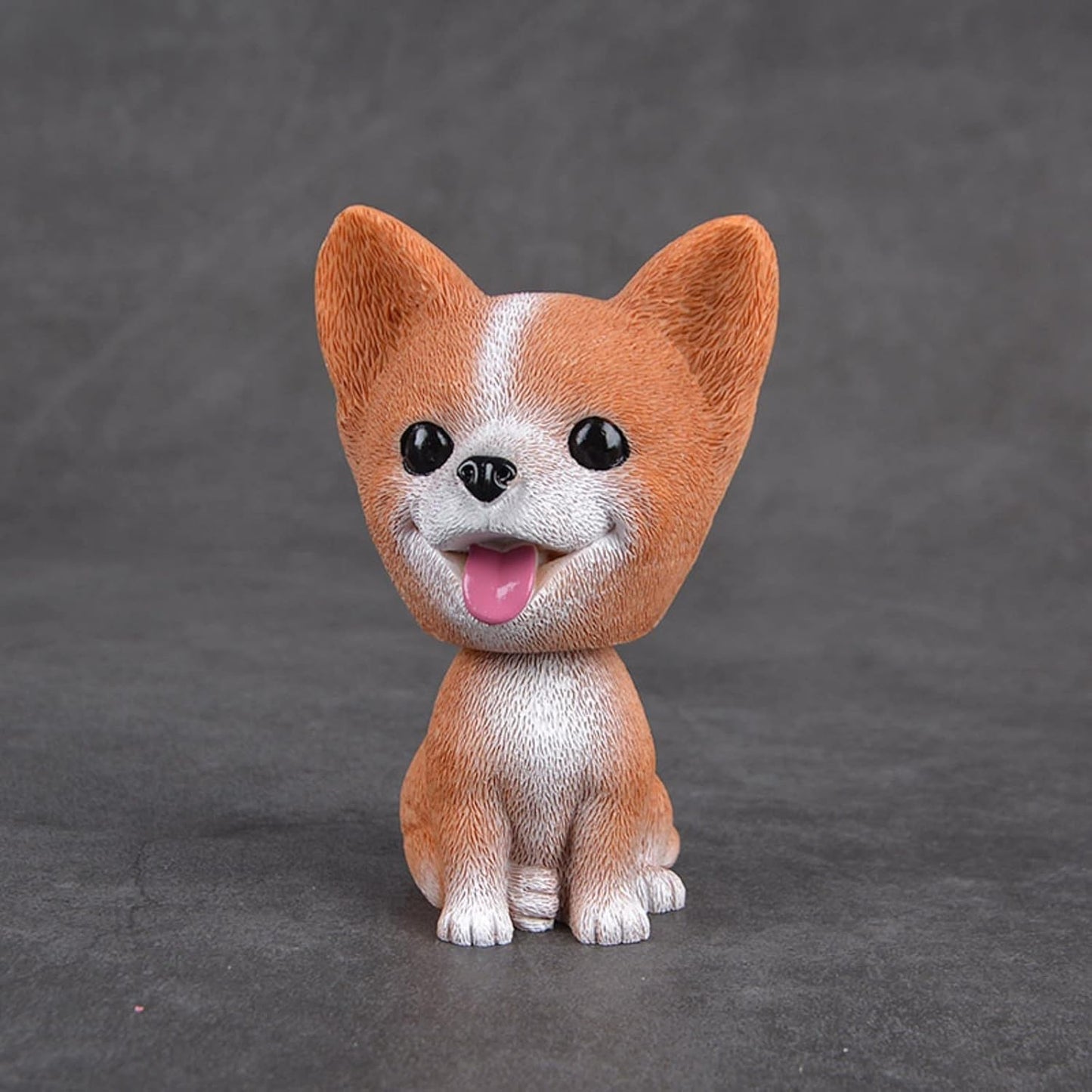 Resin Bobbing Head Dog Figurines Mini Bobblehead Puppy for Home Office Desk Car Dashboards Decor Ornaments (Koki)