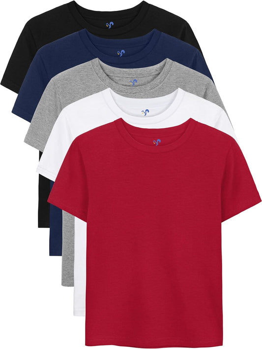 5 Pack Boys Shirts Short Sleeve Shirts for Boys Cotton T-Shirts Kids Toddler Tshirts Tees Clothes Summer Tops