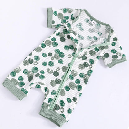 Bafeicao Unisex Baby Boy Girl 2 Pack Rompers Short Sleeve 2 Way Zipper One Piece Jumpsuits Clothes Sets