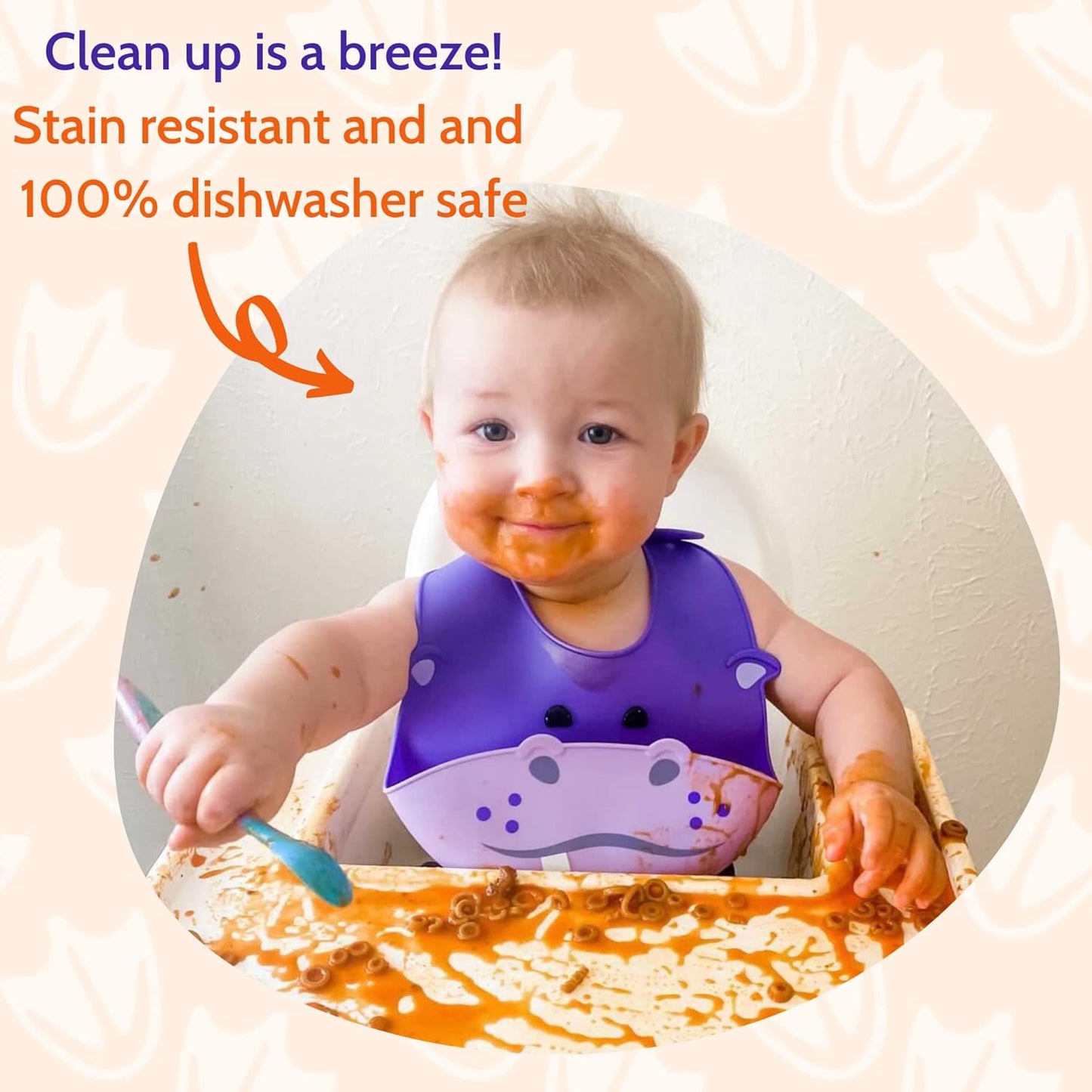 Silly Goose Set of 2 Silicone Baby Bibs, for Babies and Toddlers, Waterproof, Adjustable, Soft