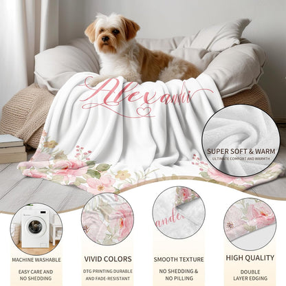 Ship Next Day, Personalized Baby Blankets - Printed in USA, Custom Name Blanket, Baby Blanket with