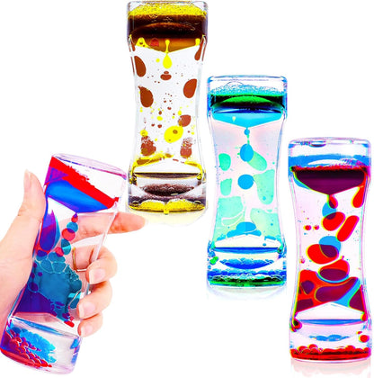 Liquid Motion Bubbler Sensory Toys,3 Pack Liquid Timer Desktop Colorful Hourglass Liquid Bubbler, Small Calming Relaxing Toys Sensory Anxiety Autism ADHD Fidget Toys