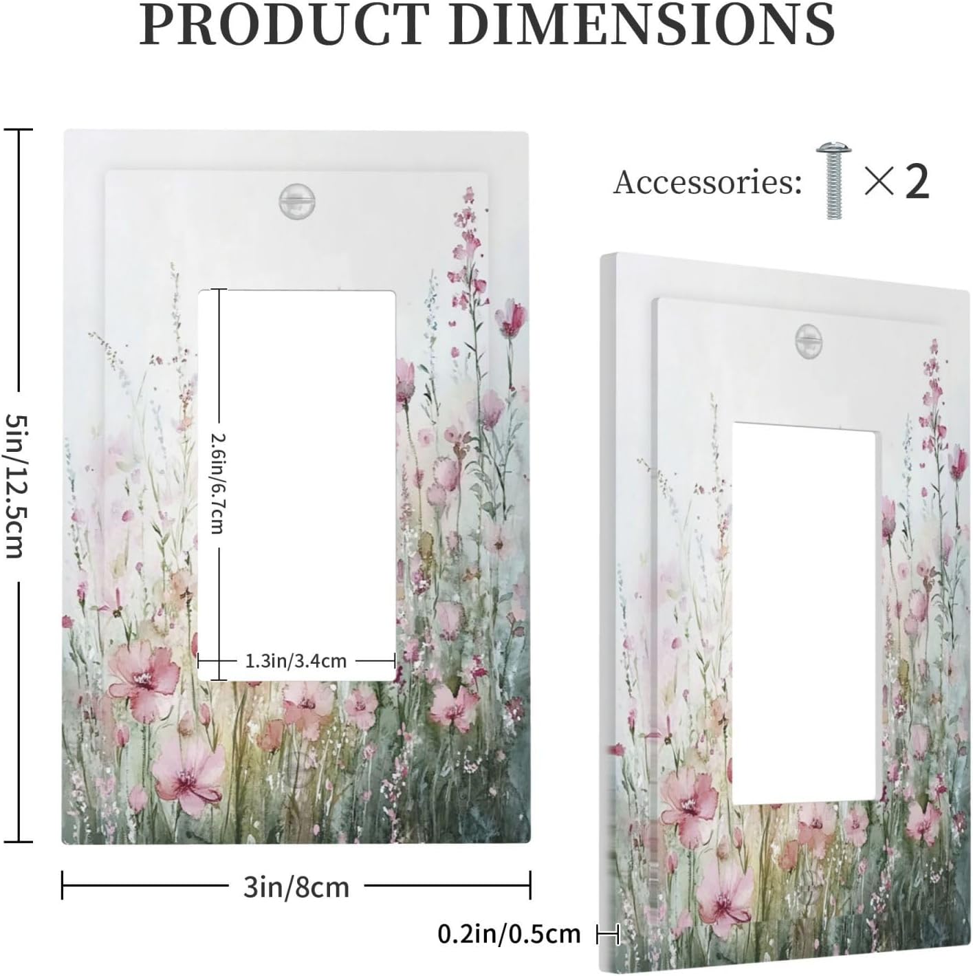 Decorative Outlet Covers Wildflower Botanical Watercolor Floral 1 Gang Single Rocker Light Switch Cover Plate Wall Plates Gfci Faceplate For Bed Room Living Room Decor