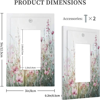 Decorative Outlet Covers Wildflower Botanical Watercolor Floral 1 Gang Single Rocker Light Switch Cover Plate Wall Plates Gfci Faceplate For Bed Room Living Room Decor