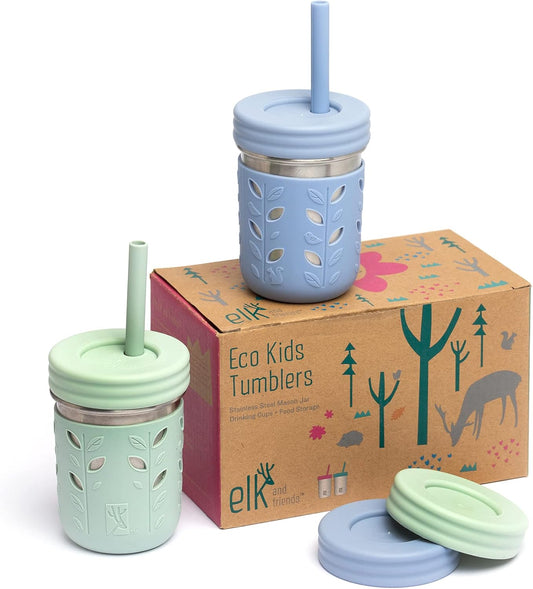 Elk and Friends 10oz Stainless Steel Kids + Toddler Drinking Cups | The Original Mason Jars with