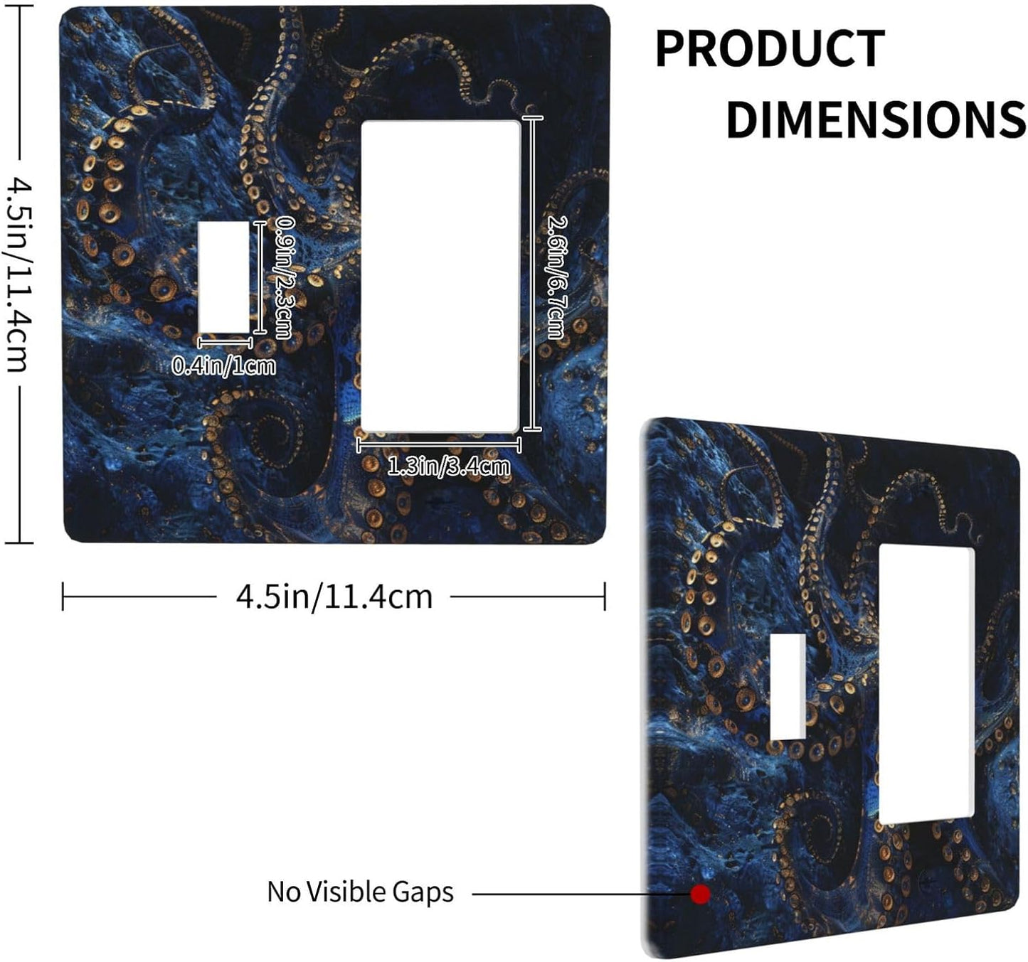 Decorative Outlet Covers Horror Night Blue Ocean Evil Octopus 2 Gang 1 Gang Wall Plate Cover Single Toggle Rocker Combo Light Switch Cover Plate Face Plate for Bathroom Home Decor