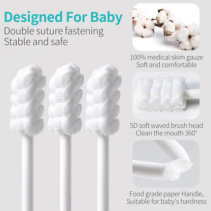 dearlomum Baby Tongue Cleaner, Newborn Toothbrush, 48PCS Disposable Infant Clean Mouth,Gauze Gum