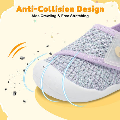 FEETCITY Baby First Walking Shoes Wide Baby Shoes Infant Sneakers Newborn Crib Shoe Barefoot Lightweight Slip On Shoe