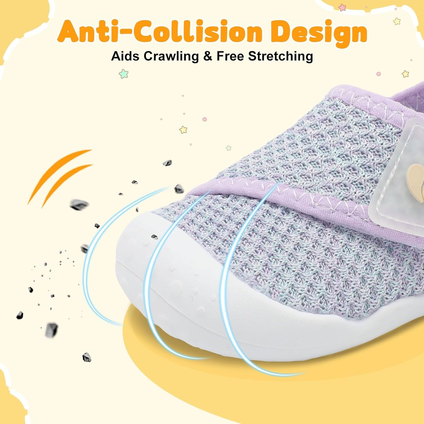 FEETCITY Baby First Walking Shoes Wide Baby Shoes Infant Sneakers Newborn Crib Shoe Barefoot Lightweight Slip On Shoe