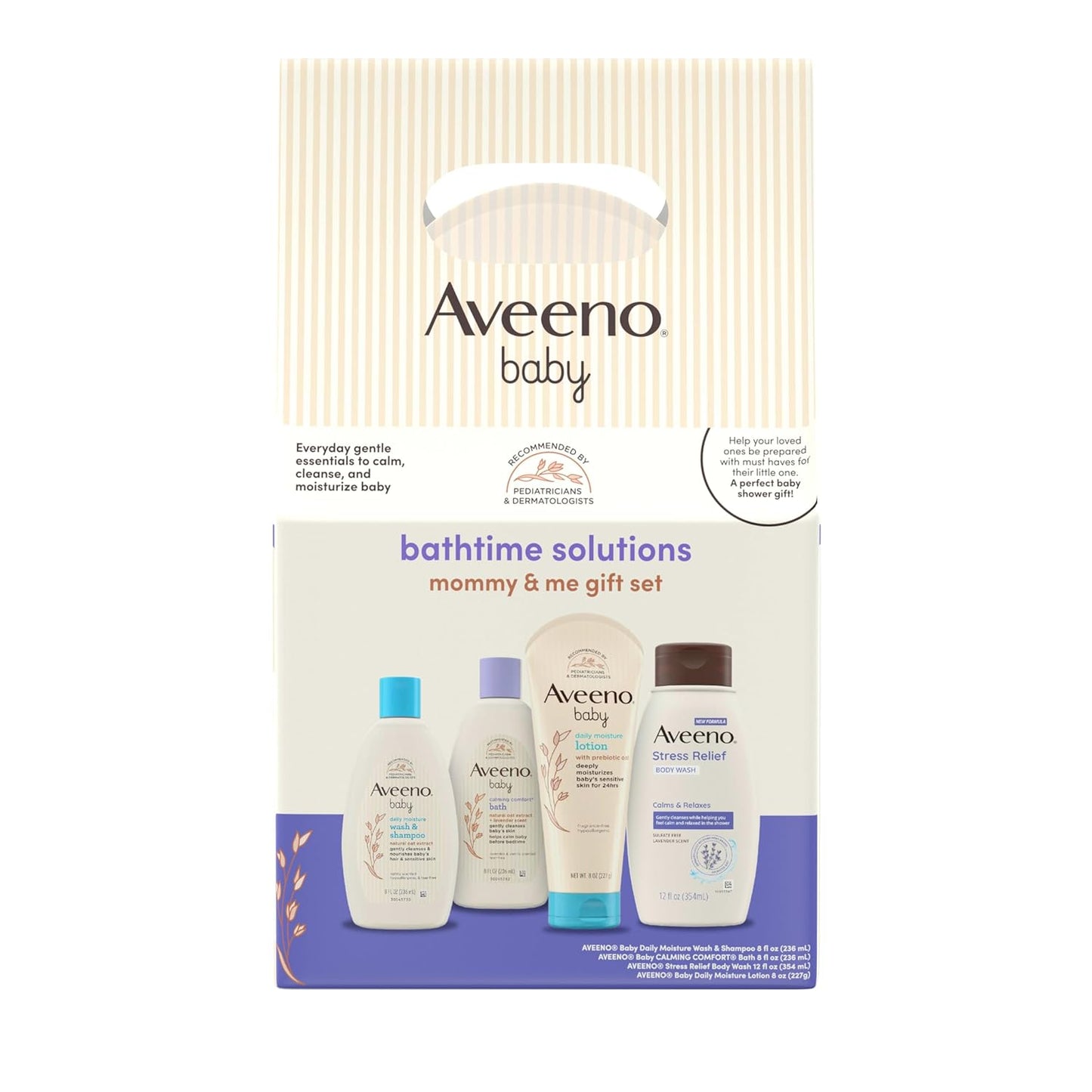 Aveeno Baby Bathtime Solutions Mommy & Me Gift Set, Baby Wash & Shampoo, Calming Bath, Daily