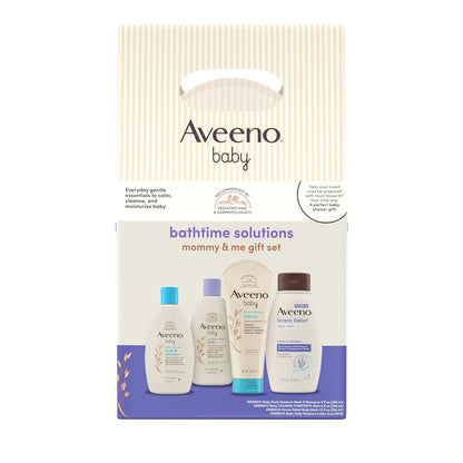 Aveeno Baby Bathtime Solutions Mommy & Me Gift Set, Baby Wash & Shampoo, Calming Bath, Daily