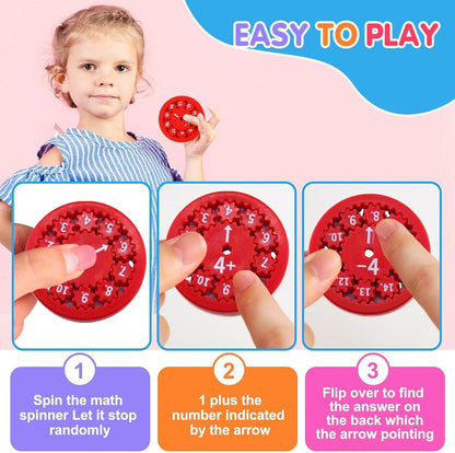 9pcs Math Fidget Spinners, Round Math Fact Fidget Spinner Toy, Number Fidget Spinner Learn Division & Multiplication, Math Learning & Education Fidget Game for Kids Birthday