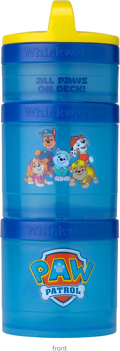 Whiskware Paw Patrol Stackable Snack Containers for Babies, Kids, and Toddlers, 3 Stackable Snack