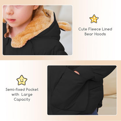 TUONROAD Baby Girls Coats for 6 Months-5 Years Toddlers Boy Winter Jacket Warm Bear Hooded Outdoor Coats Size 5