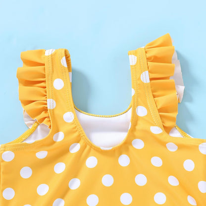Tiny Cutey Toddler Girl Swimsuit Ruffled Stripe Sleeveless Swimwear One-Piece Baby Girl Bathing Suits