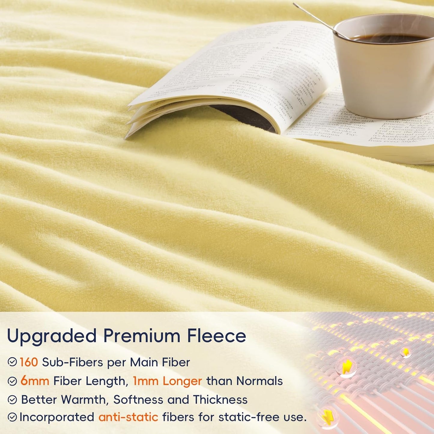 PHF Ultra Soft Fleece Blanket King Size, No Shed No Pilling Luxury Plush Cozy 300GSM Lightweight
