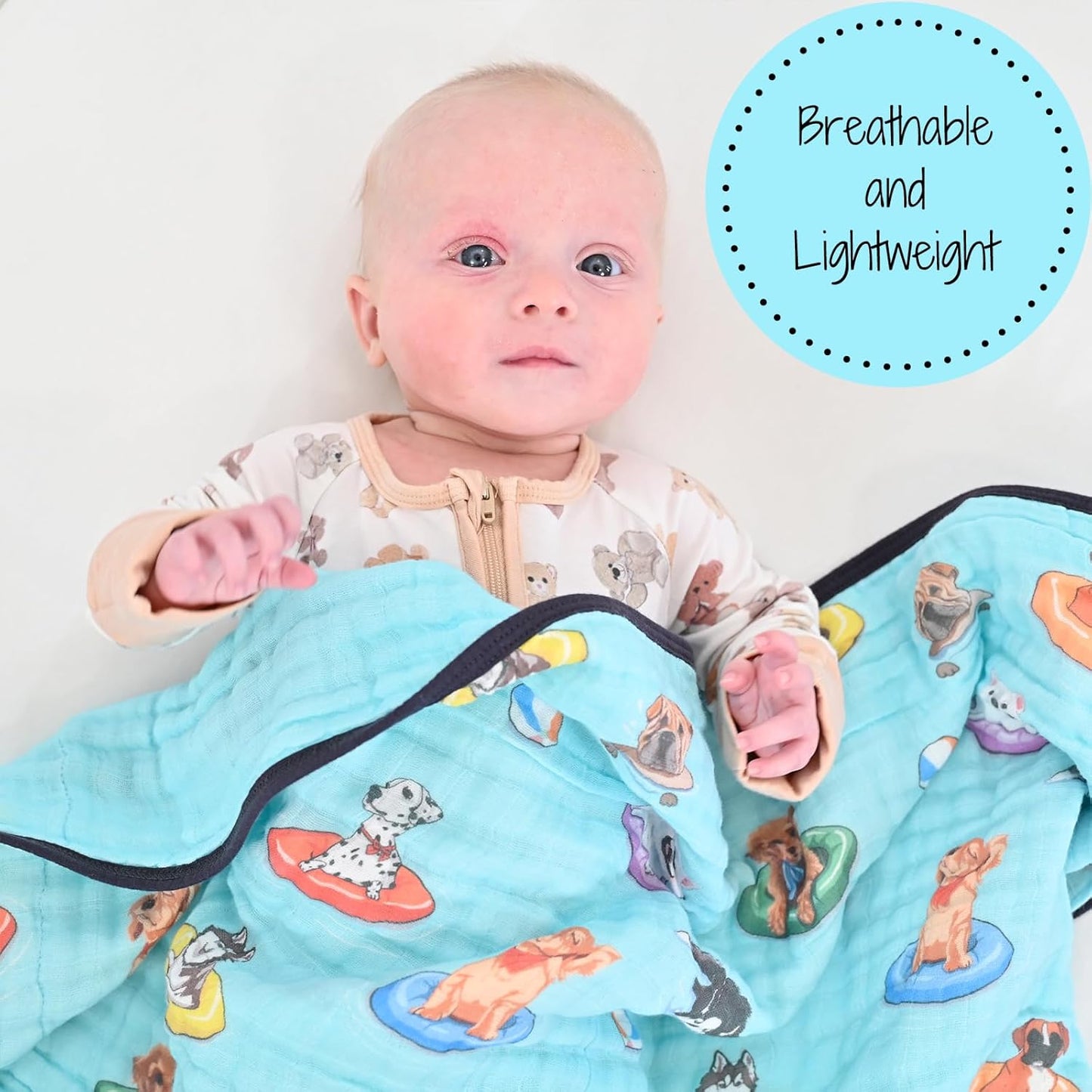 LollyBanks Muslin Blanket 100% Organic Cotton, Summer Muslin Quilt Lightweight, 6 Layers Baby