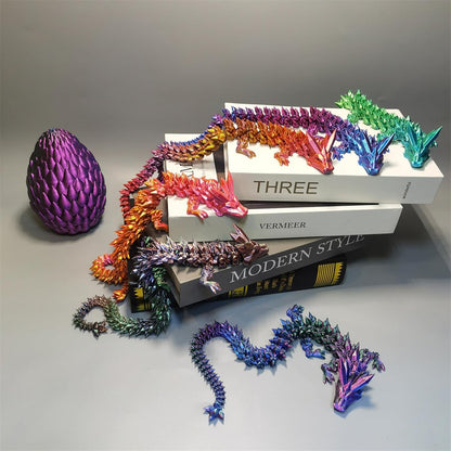 12inch 3D Printed Dragon Egg,Mystery Crystal Dragon Fidget Toys,Articulated Dragon,Home Desk Decor Easter Surprise Dinosaur Eggs,Adults Fidget Toys for Autism/ADHD (Cyanine)