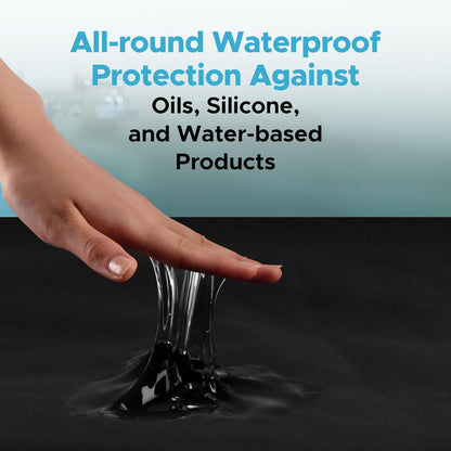 Black Waterproof Flat Drop Sheet (59”x59”), Anti-Slip Mattress Topper with Strengthened Grip, Protector Cover, Safe with Oil, Water, & Silicone-Based Massage Products, Hypoallergenic, Machine Washable