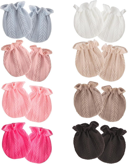 Newborn Baby Mittens No Scratch Cotton Elastic Wrist Gloves Infant Toddler Mittens for Baby Boy Girl 0-6 Months