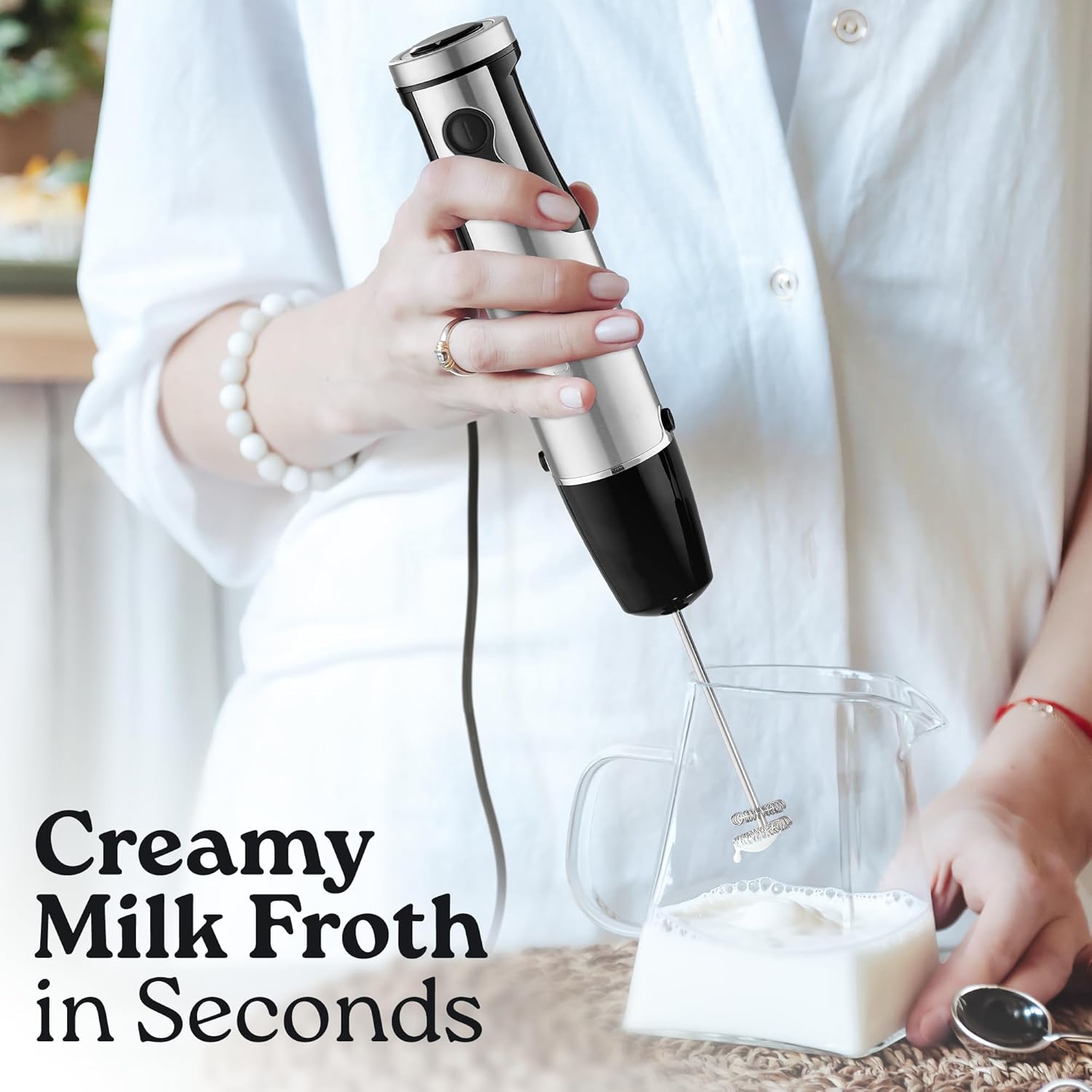 Zulay 4-in-1 Immersion Stick Mixer Hand Blender - 800 Watts, 12 Speeds, 5-ft Power Electric Cord