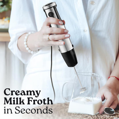 Zulay 4-in-1 Immersion Stick Mixer Hand Blender - 800 Watts, 12 Speeds, 5-ft Power Electric Cord