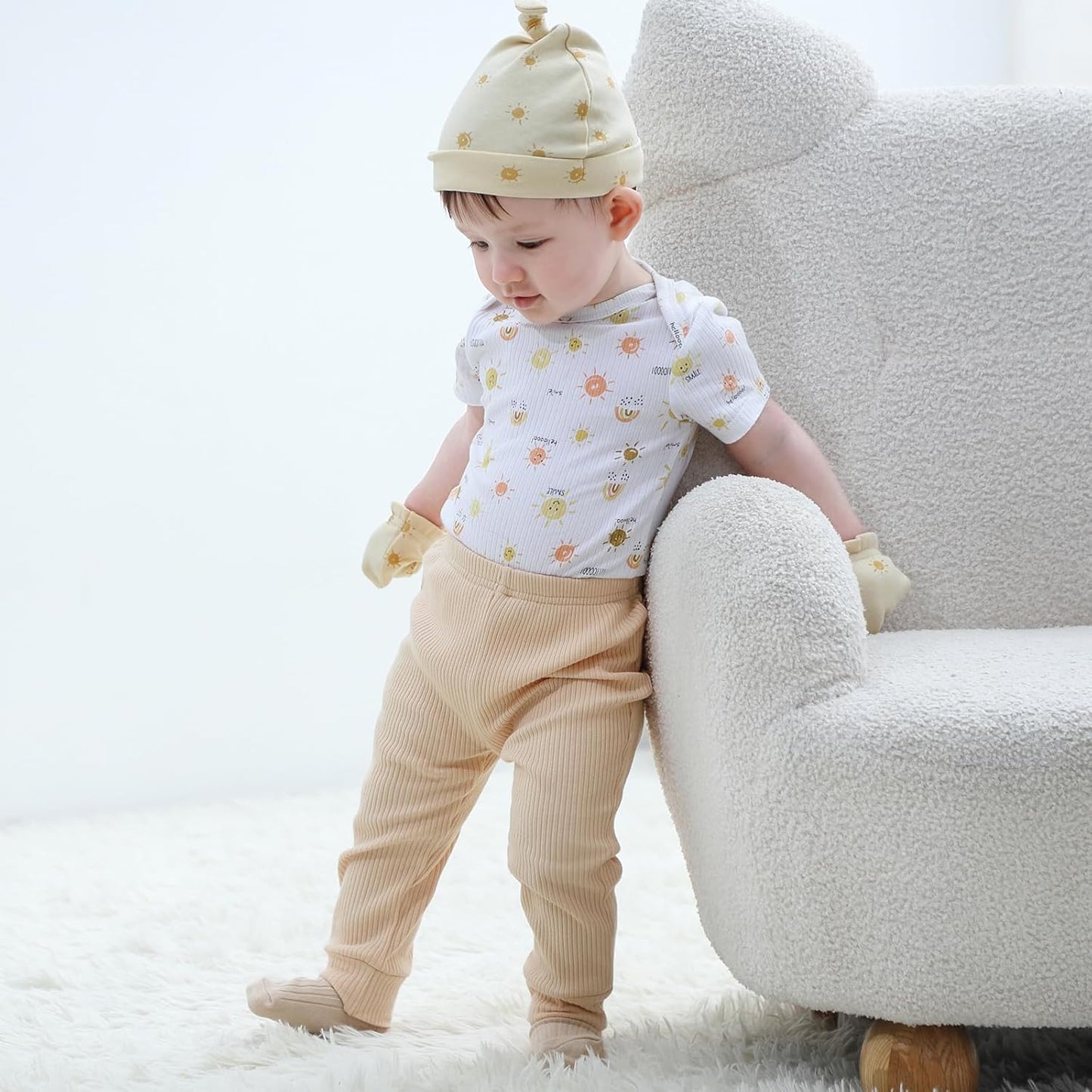 Baby Bodysuit and Pant Set 6-pcs Ribbed Soft Infant Boy Girl Clothes Outfits