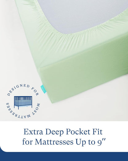 Supersoft Crib Sheets for Boys Girls, Premium Bamboo Viscose Buttery Soft Crib Mattress Fitted Sheet, Stretchy Knit Baby Sheet, Silky Comfort Baby Bed Sheets 28x52x9 Extra Deep Pocket