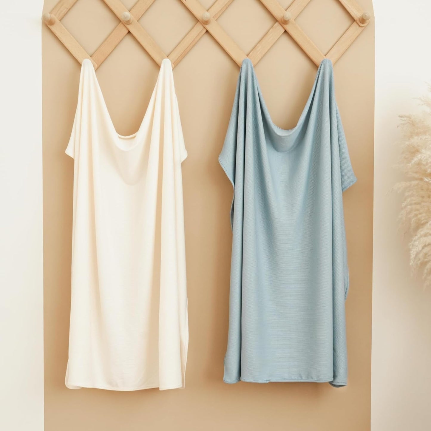 Konssy Knit Baby Blanket 2 Pack, Soft Ribbed Swaddle Receiving Blankets for Boys & Girls