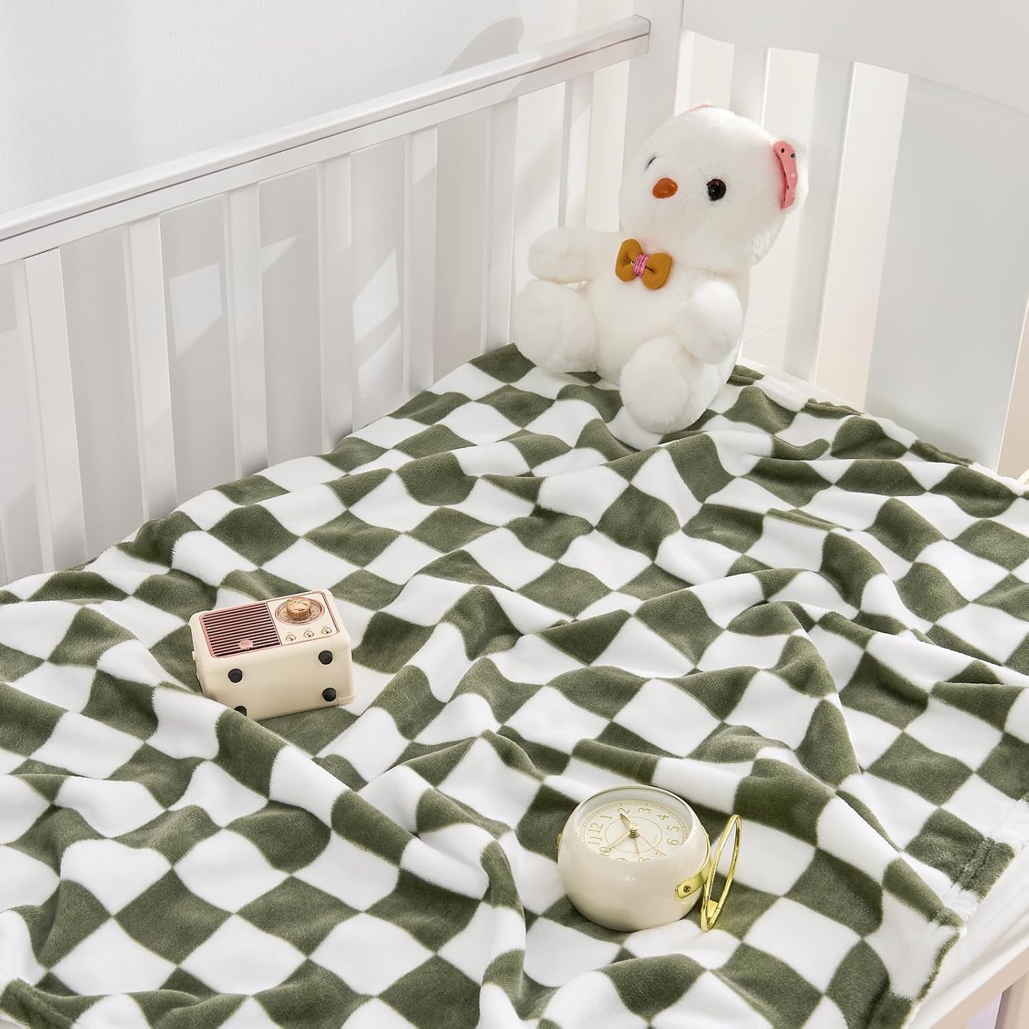 Yurhap Checkered Baby Blanket Fleece Baby Blankets for Boys, Ultra Soft Cozy Fluffy Infant Toddler