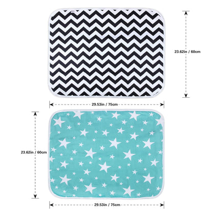 2Pcs Diaper Changing Pads for Baby, Portable Change Mat, 3Layers Waterproof Change Pad Foldable Absorbent Mats for Women, Reusable Incontinence Underpads for Patient 24''x30''