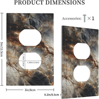 Brown Marble Granite Golden Lines Print Outlet Covers 1 Gang Duplex Light Switch Cover Decorative Switch Plates Electrical Receptacle Faceplate Wall Plate for Bathroom Kitchen Decor
