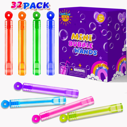Kids Party Goodie Gift Bag Stuffer Fillers,32 Pack Mini Bubble Wand Toys,Small Halloween Pinata Birthday Party Favors Supplies for Boys Girls,Wedding Camping Classroom Prizes Treats for Toddlers