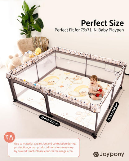 Baby Play Mat, 79 x 71 Inches Extra Large Foldable Play Mats for Babies and Toddlers, Waterproof & Anti-Slip Portable Baby Floor Mat for Tummy Time, Foam Baby Mat for Floor with Travel Bag