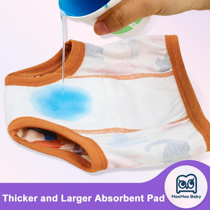 MooMoo Baby Potty Training Underwear 10 Packs Absorbent Toddler Training Pants for Boys and Girls Cotton Pee Pants 2T-9T