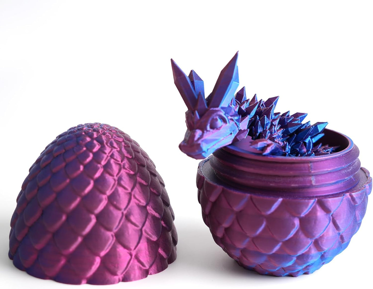 Dragon Egg - Surprise Egg with 8” Flexible Dragon Inside, 3D Printed Gift, Easter Egg, Articulated Dragon Toy for Birthday, Home Decor