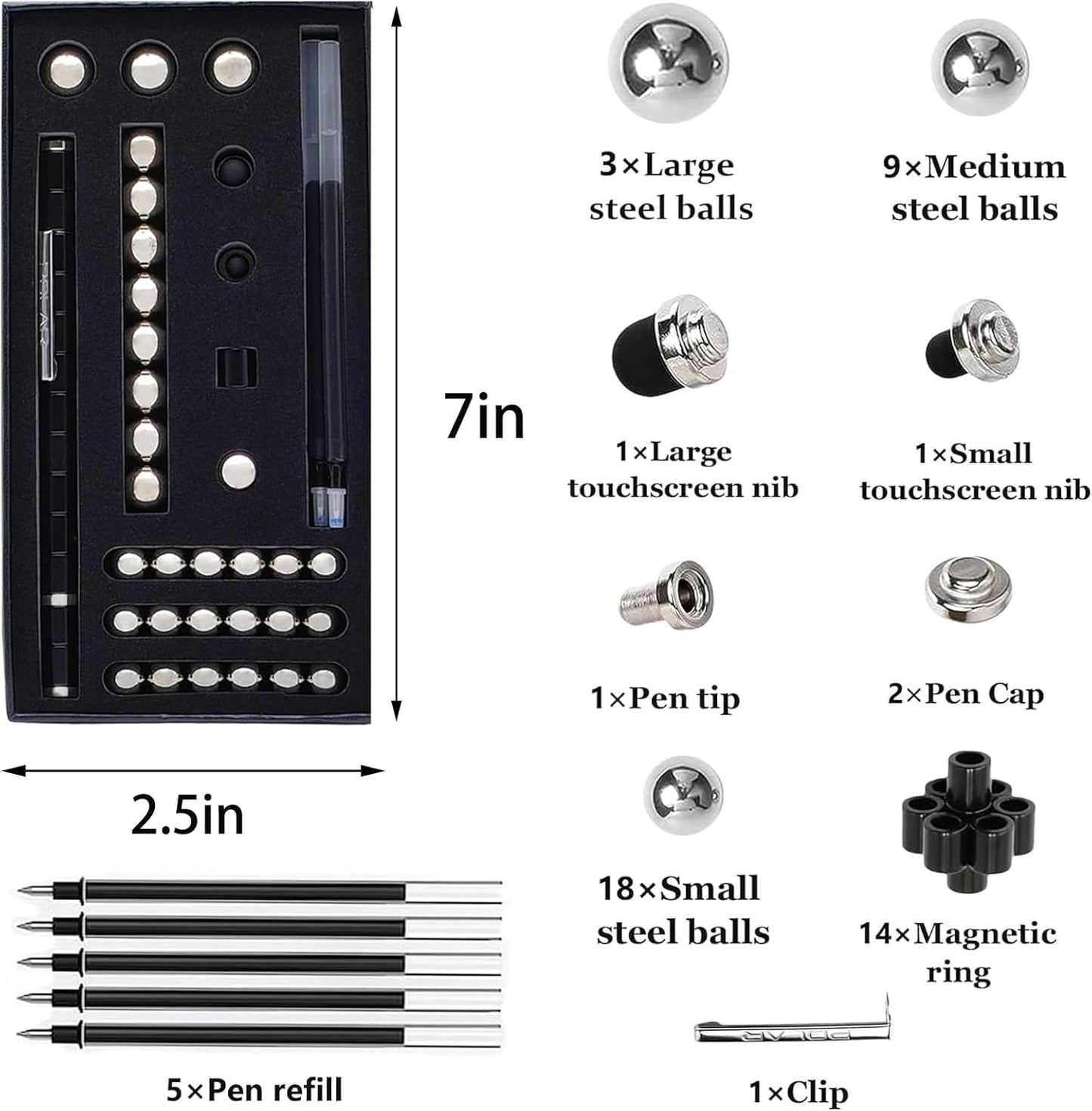 Fidget Pen,Magnetic Pen， Decompression Magnetic Toy Pen，Magnet Pen Fidget Toy Relieve Pressure Novel Toy Gift for Kids or Friends! (Big Black)