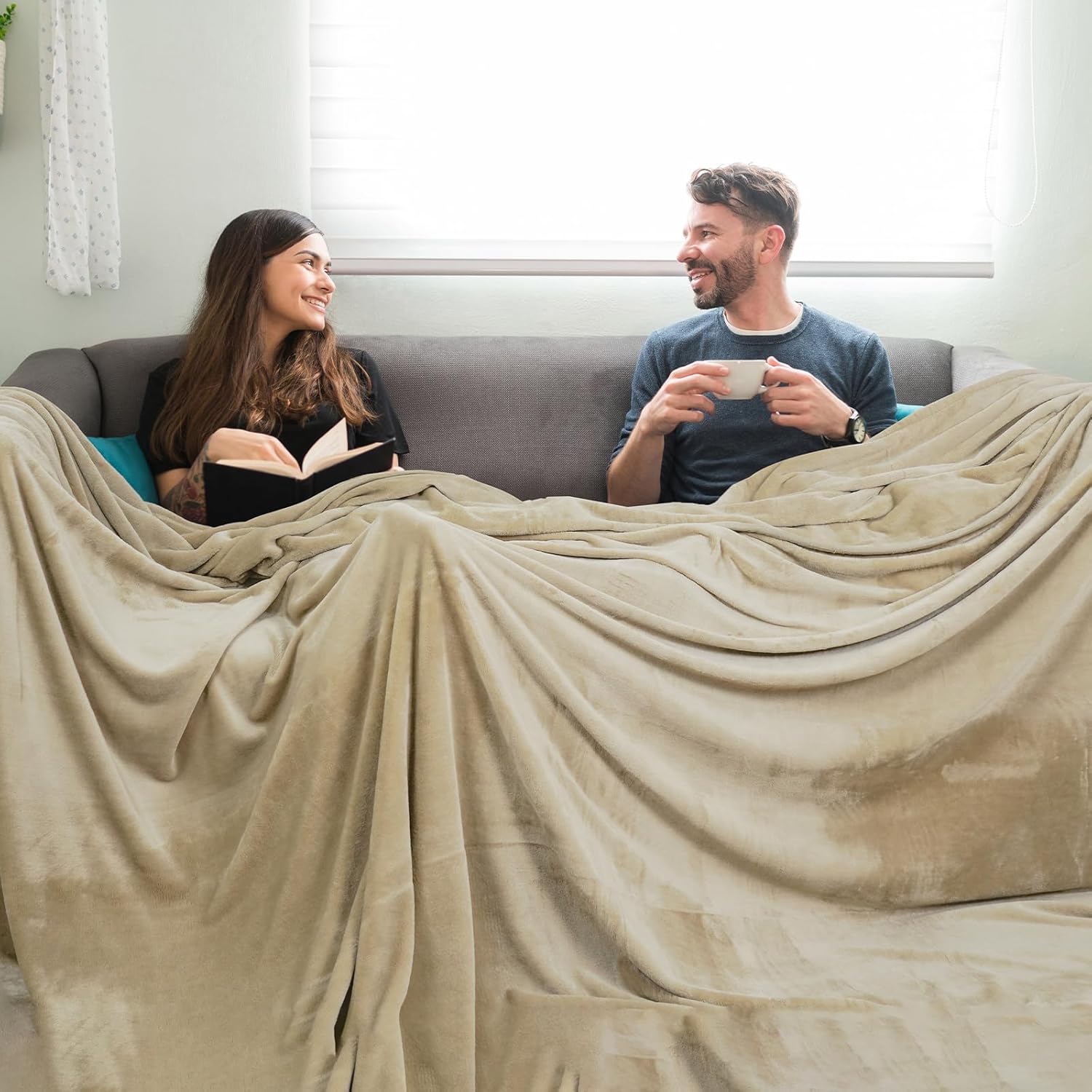 PHF Oversized King Fleece Blanket 120"x120", No Shed No Pilling Big Soft Blanket, Extra Large 10'x