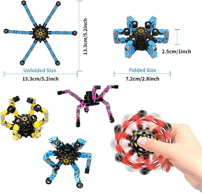 24 Pcs Finger Spinners Sensory Toys, Creative Transformable Chain Robot Toy Fidget Finger Spinners DIY Stress Relief Toy with Transformable Chain for Boys Girls