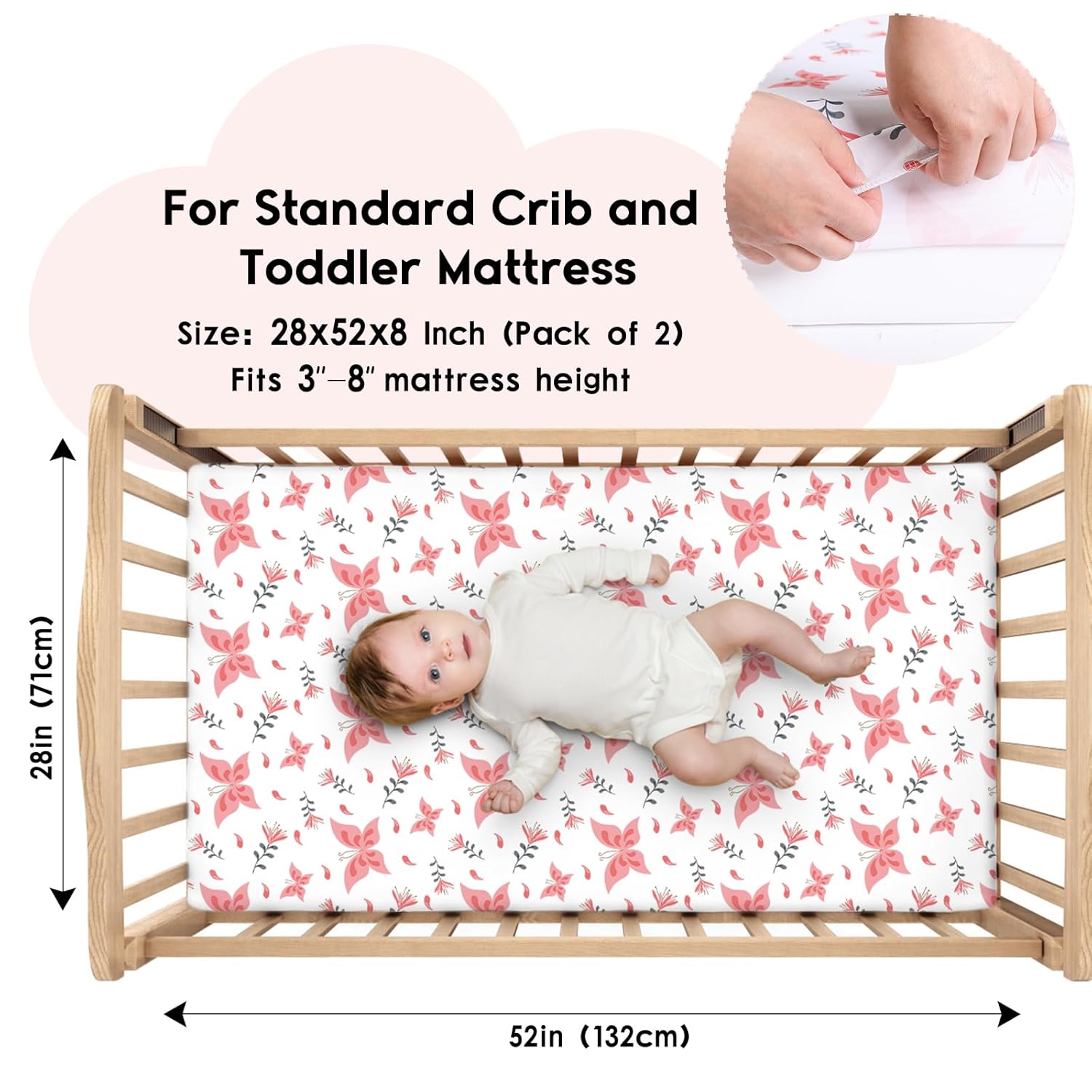 Yoofoss Baby Crib Sheets for Boys Girls, Fitted Crib Sheet 2 Pack for Standard Crib and Toddler
