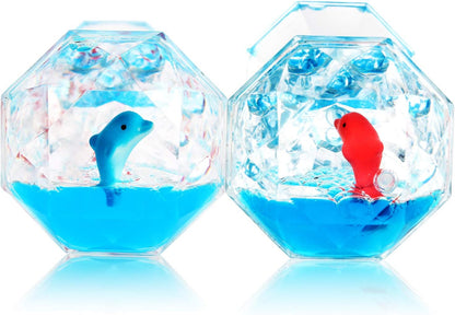 YUE MOTION Liquid Motion Bubbler Floating Sea Creatures, Diamond Shaped Liquid Timer for Fidget Toy,Autism Toys, Children Activity, Calm Relaxing and Home Ornament