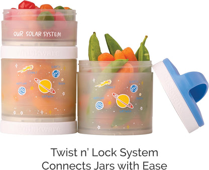 Whiskware Stackable Snack Containers for Kids and Toddlers, 3 Stackable Snack Cups for School and