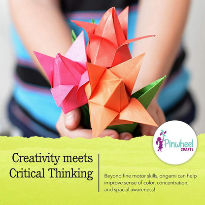 Flower Origami Kit & Paracord Bracelet Kit Bundle - Fun DIY Arts and Crafts Project for Kids Ages 6 7 8 9 10 11 12 - Great Gifts for All Occasions