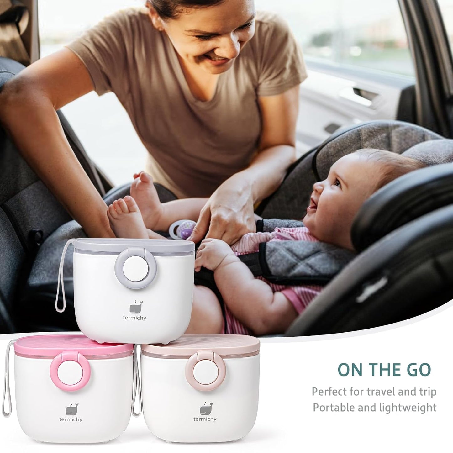 Termichy Baby Formula Dispenser, Portable Formula Dispenser Container with Scoop and Carry Handle