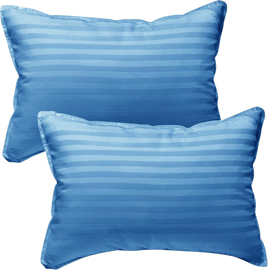 kinder Fluff Children Pillows (2-Pack) – 300T Soft Cotton & Down Alternative – Hypoallergenic, Machine Washable, Ideal for Kids Ages 12+, Bed & Travel Use – 17x26in (Blue)